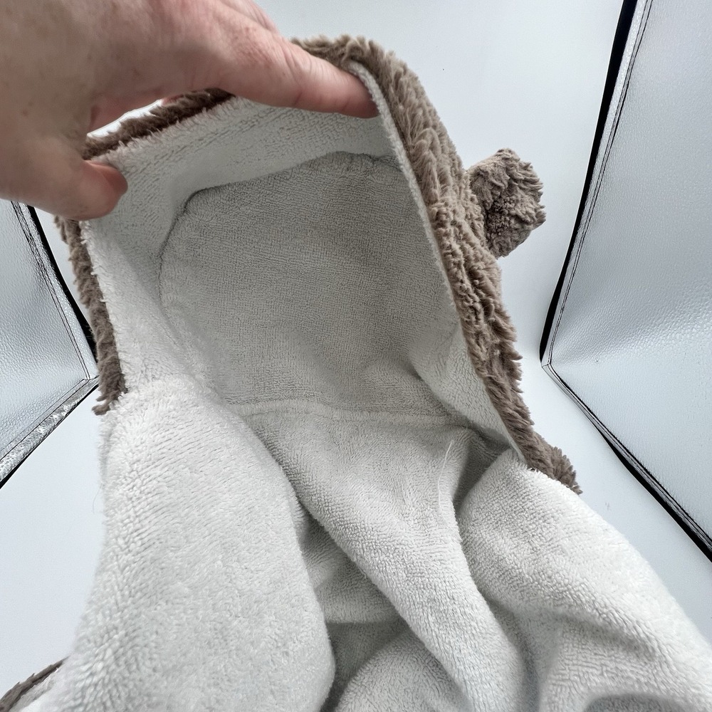 Pottery Barn Kids Infant Teddy Bear Hooded Bath Towel Photo Shoot Fuzzy Brown - Picture 9 of 9